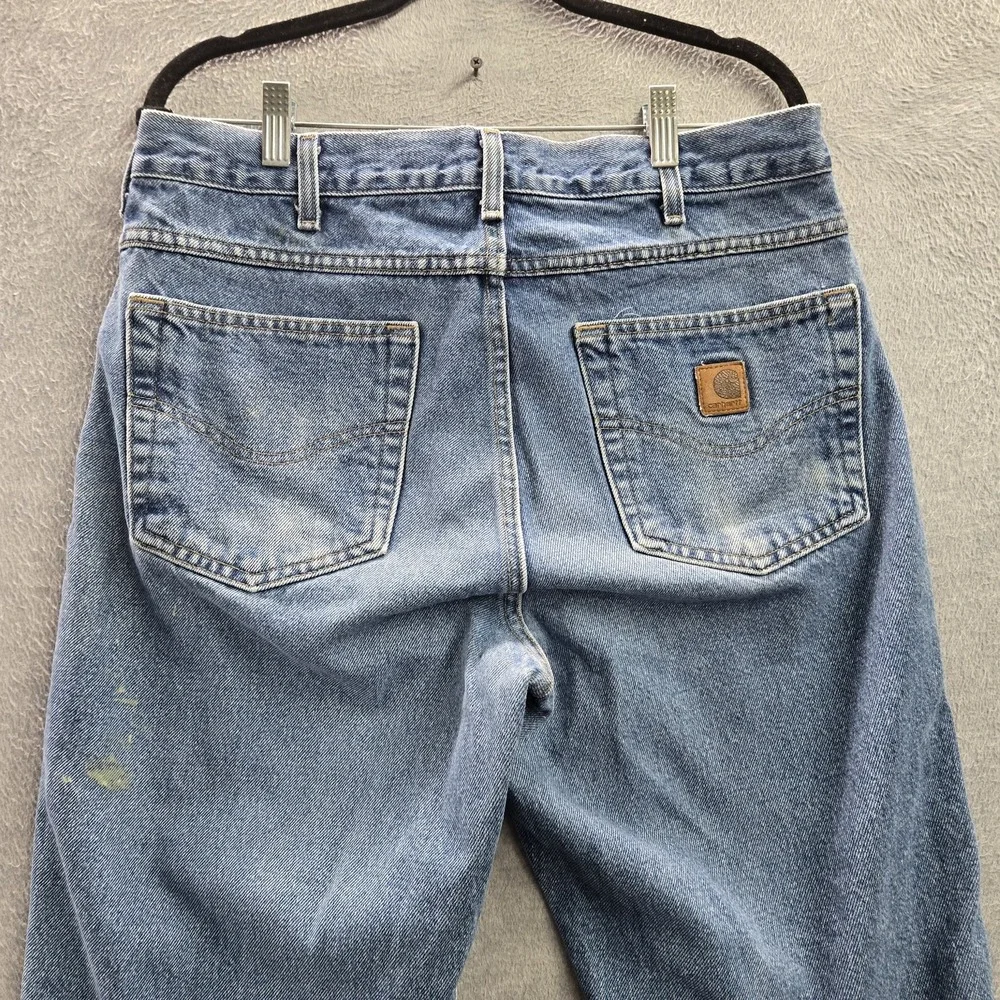 VINTAGE Carhartt Men Jeans 33X34 Blue Denim B18 DST Traditional Fit Y2K READ